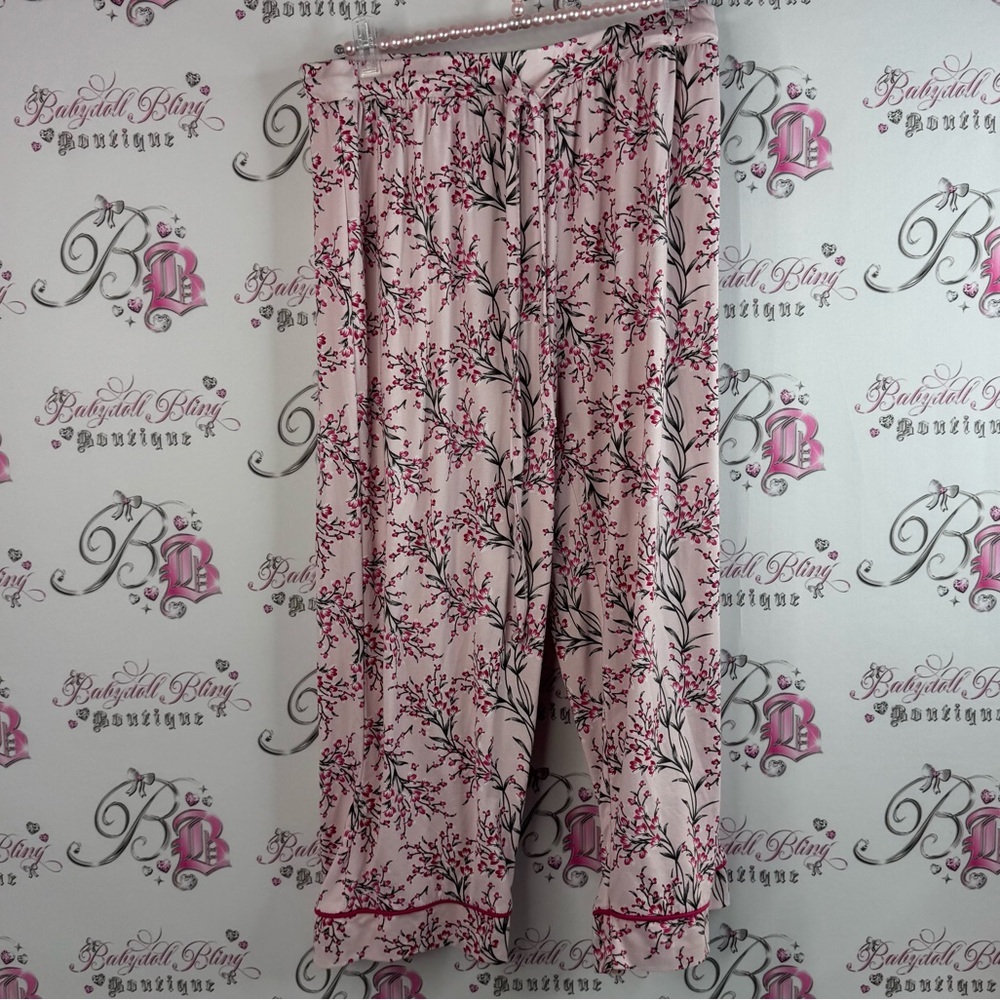 Fabulous just like you pants tie up flowers Floral Pink and Gray Wide-Leg Pants